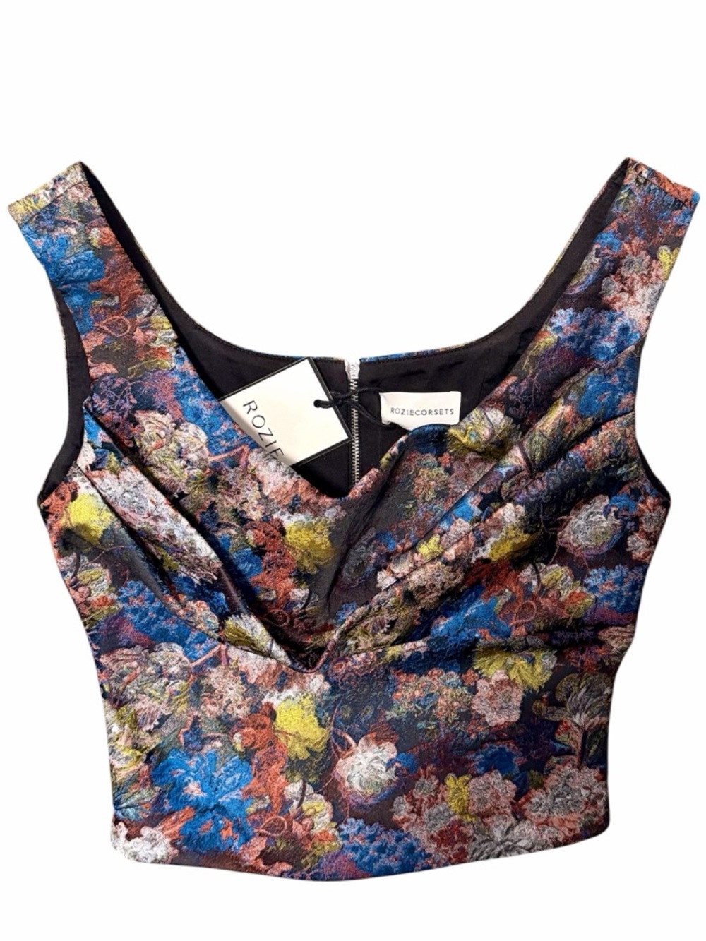 Rozie Corsets Draped Jacquard Corset Top Multi Color FR38 NWT